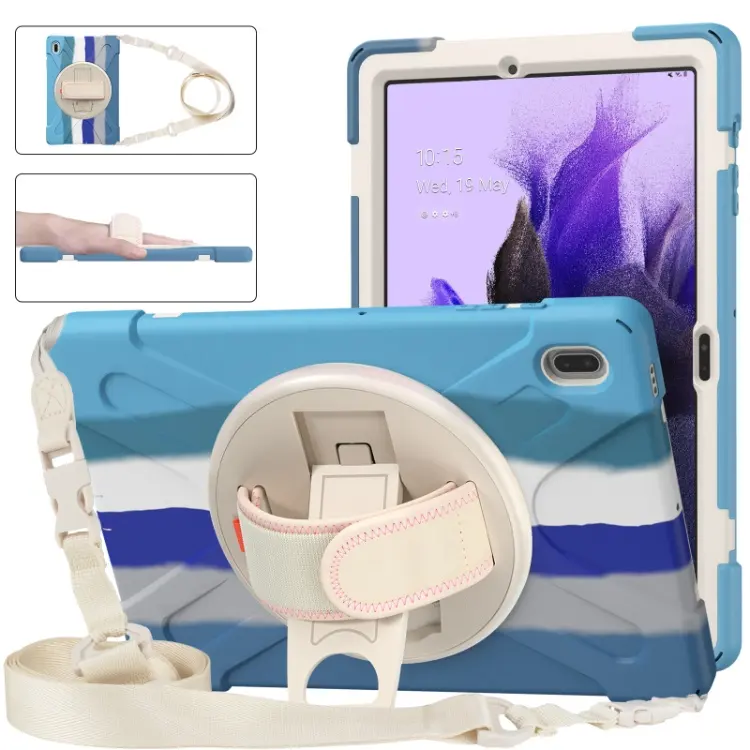 Heavy Duty Silicone Tablet Cover Case For Samsung Galaxy Tab S7 FE Case With Rotating Kickstand
