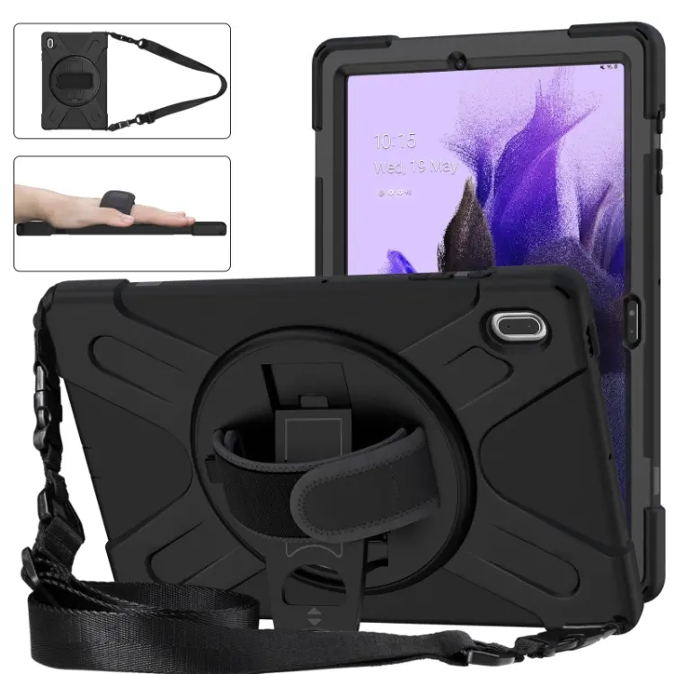 Heavy Duty Silicone Tablet Cover Case For Samsung Galaxy Tab S7 FE Case With Rotating Kickstand