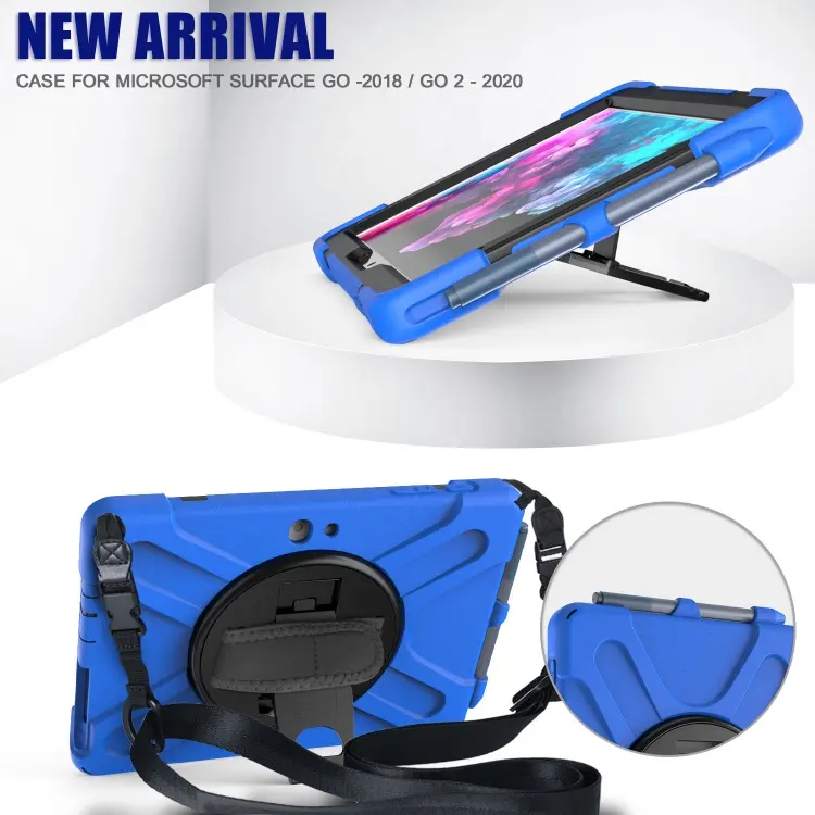 Heavy Duty Shockproof Tablet Cover Case For Microsoft Surface Go 2 3 Case With Hand Strap Shoulder Strap And Kickstand