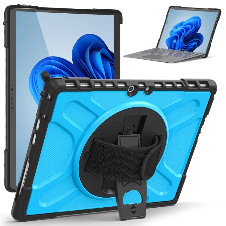 Full Protective Tablet Cover Case For Microsoft Surface Pro 8 TPU Case With Rotating Kickstand Hand Strap