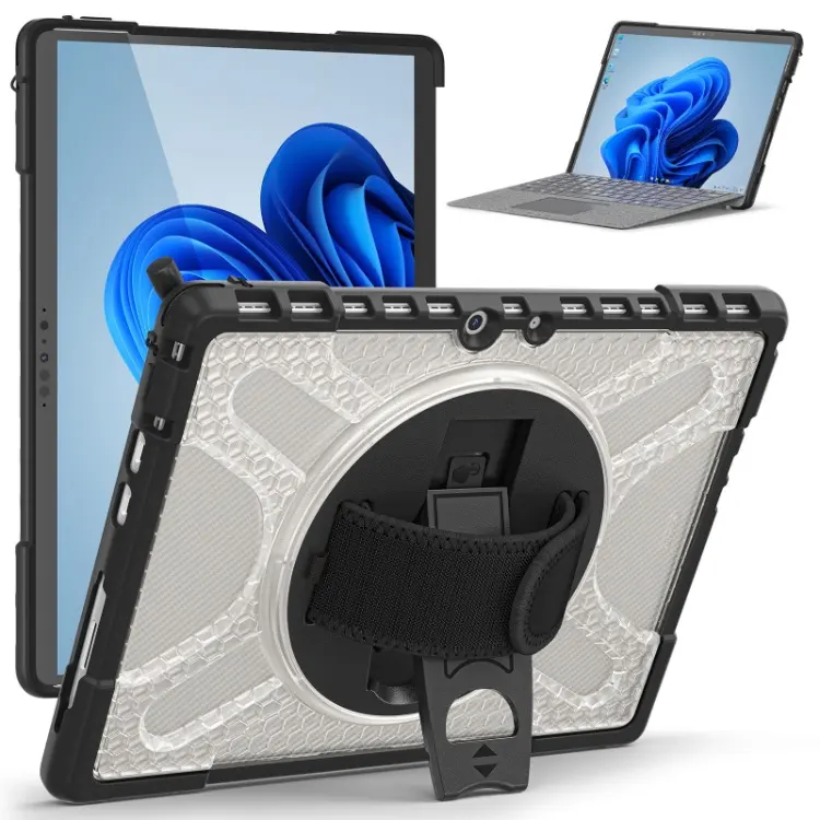 Full Protective Tablet Cover Case For Microsoft Surface Pro 8 TPU Case With Rotating Kickstand Hand Strap