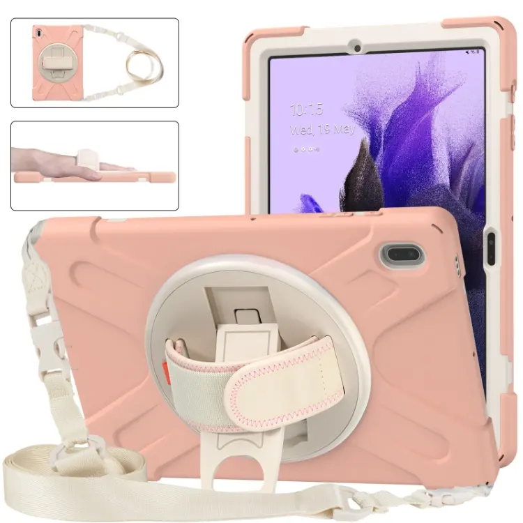 Heavy Duty Silicone Tablet Cover Case For Samsung Galaxy Tab S7 FE Case With Rotating Kickstand