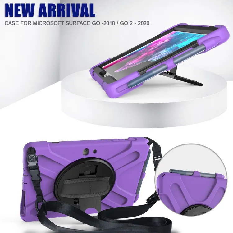 Heavy Duty Shockproof Tablet Cover Case For Microsoft Surface Go 2 3 Case With Hand Strap Shoulder Strap And Kickstand