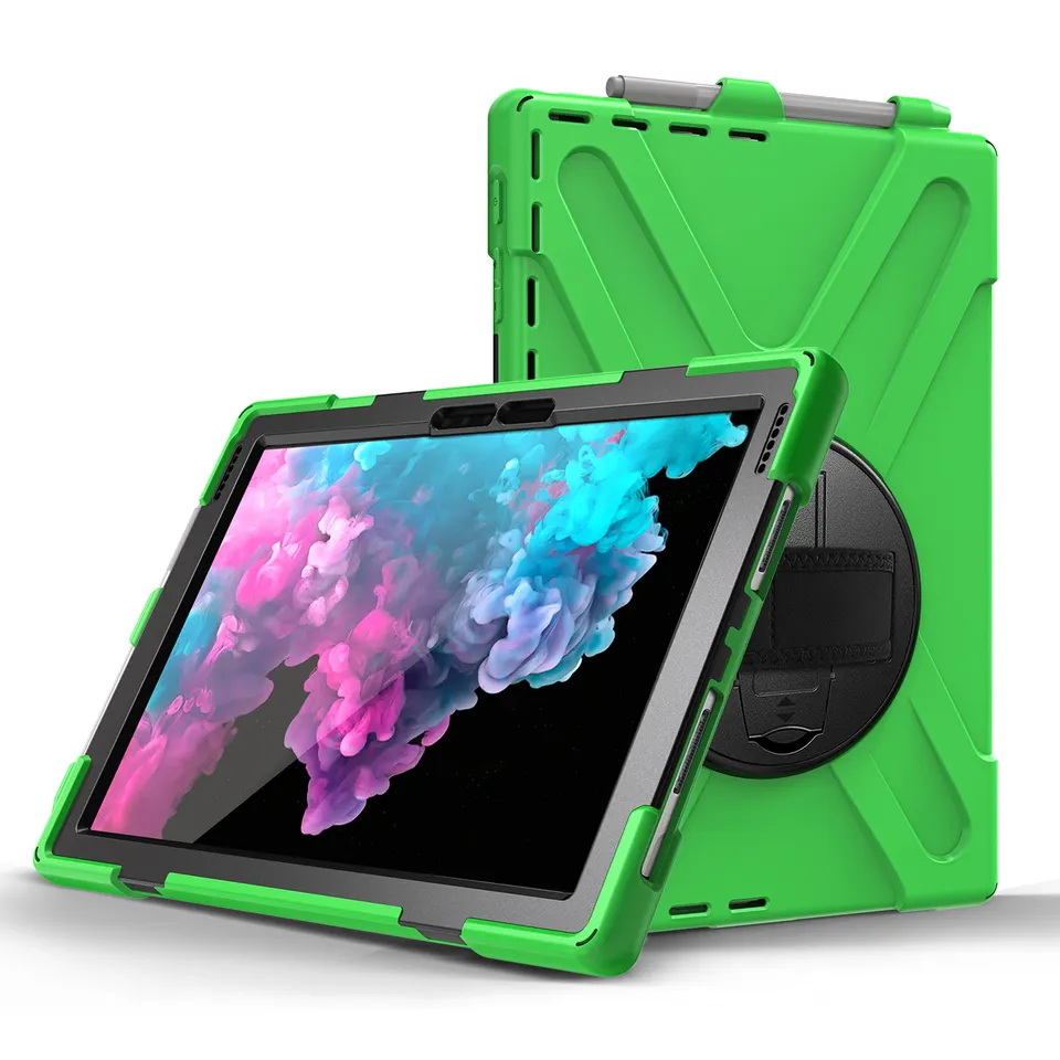 Silicone Tablet Case for Microsoft Surface Pro 4 5 6 7 7+ Protective Cover with 360 Rotation Hand Strap Kickstand