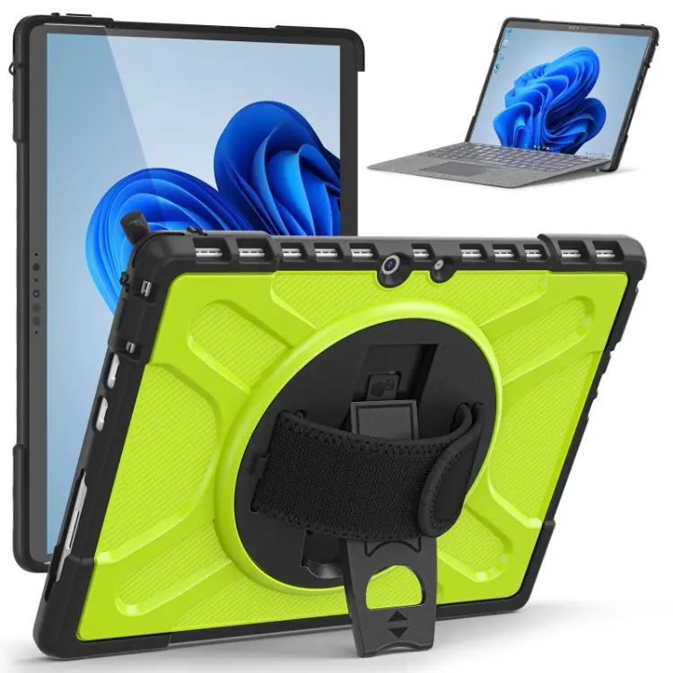 Full Protective Tablet Cover Case For Microsoft Surface Pro 8 TPU Case With Rotating Kickstand Hand Strap