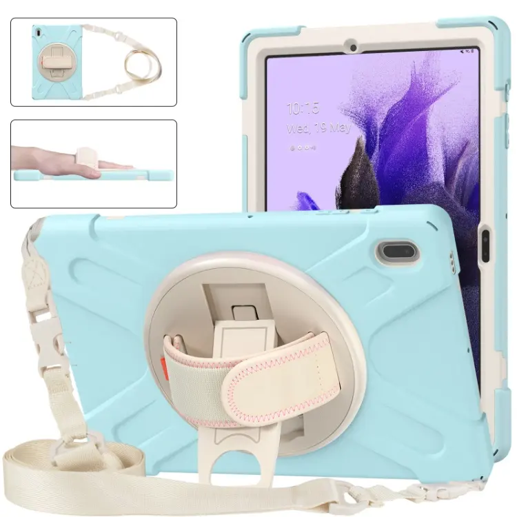 Heavy Duty Silicone Tablet Cover Case For Samsung Galaxy Tab S7 FE Case With Rotating Kickstand