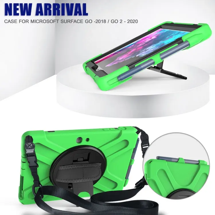 Heavy Duty Shockproof Tablet Cover Case For Microsoft Surface Go 2 3 Case With Hand Strap Shoulder Strap And Kickstand