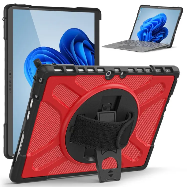 Full Protective Tablet Cover Case For Microsoft Surface Pro 8 TPU Case With Rotating Kickstand Hand Strap