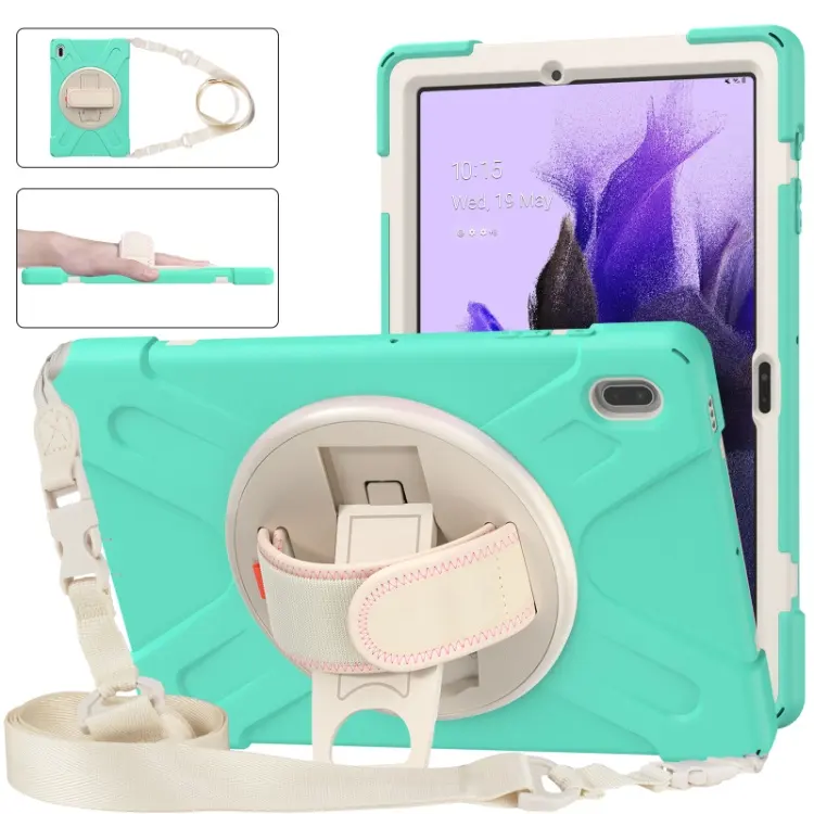 Heavy Duty Silicone Tablet Cover Case For Samsung Galaxy Tab S7 FE Case With Rotating Kickstand