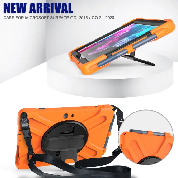 Heavy Duty Shockproof Tablet Cover Case For Microsoft Surface Go 2 3 Case With Hand Strap Shoulder Strap And Kickstand