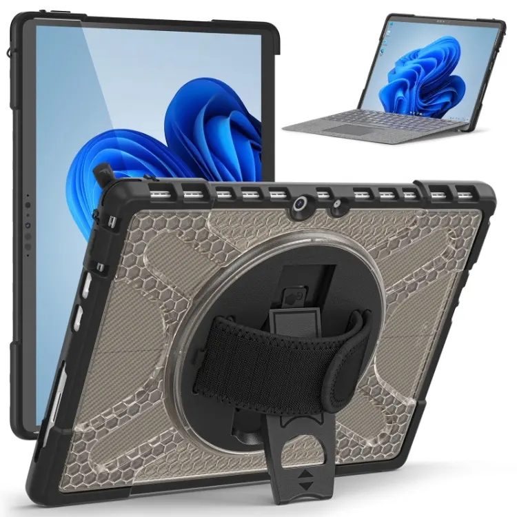 Full Protective Tablet Cover Case For Microsoft Surface Pro 8 TPU Case With Rotating Kickstand Hand Strap