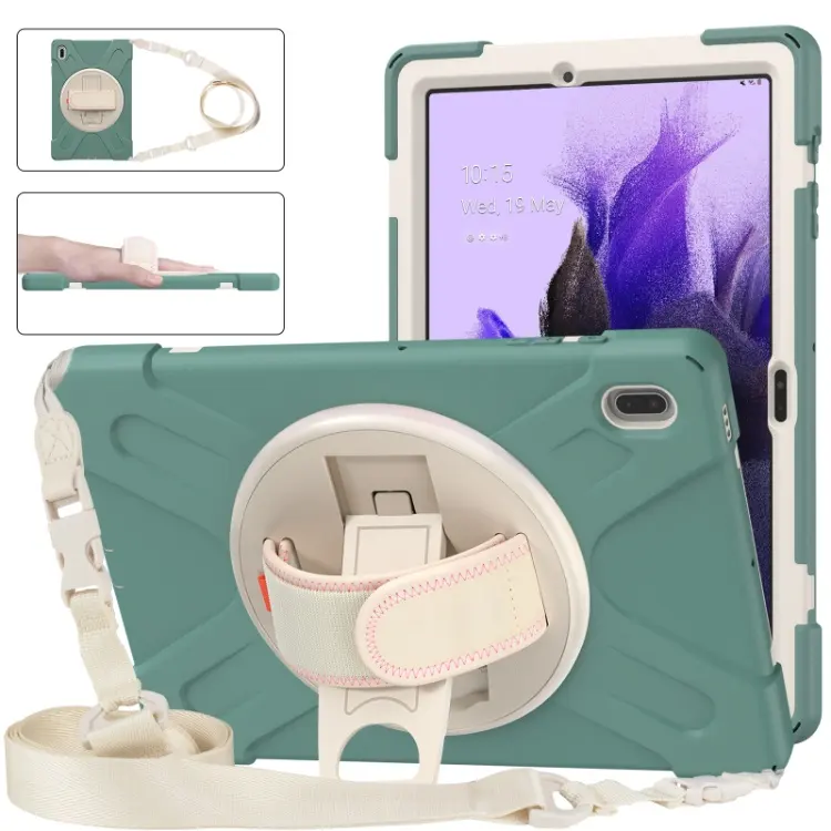 Heavy Duty Silicone Tablet Cover Case For Samsung Galaxy Tab S7 FE Case With Rotating Kickstand