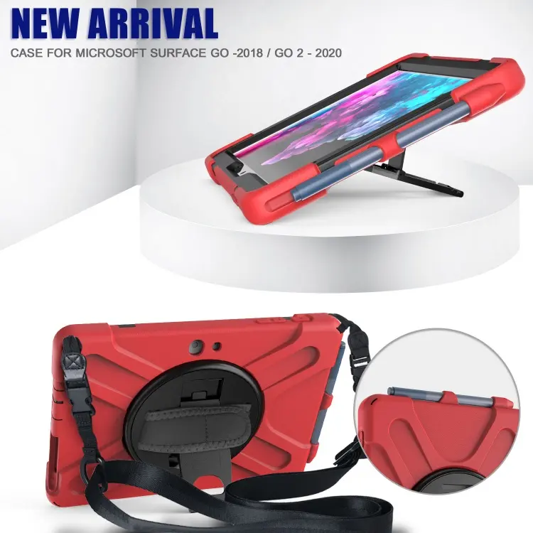 Heavy Duty Shockproof Tablet Cover Case For Microsoft Surface Go 2 3 Case With Hand Strap Shoulder Strap And Kickstand