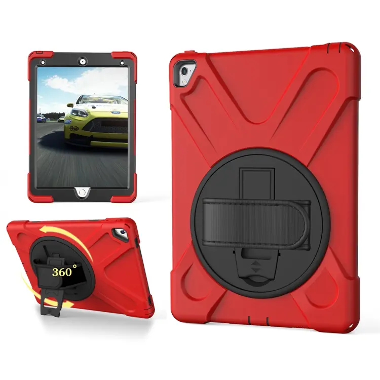 360 Degrees Rotating Kickstand Silicone Tablet Cover Case For Apple iPad pro 9.7 inch 2016 Case