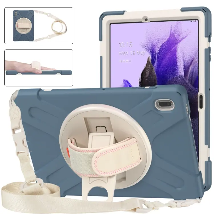 Heavy Duty Silicone Tablet Cover Case For Samsung Galaxy Tab S7 FE Case With Rotating Kickstand