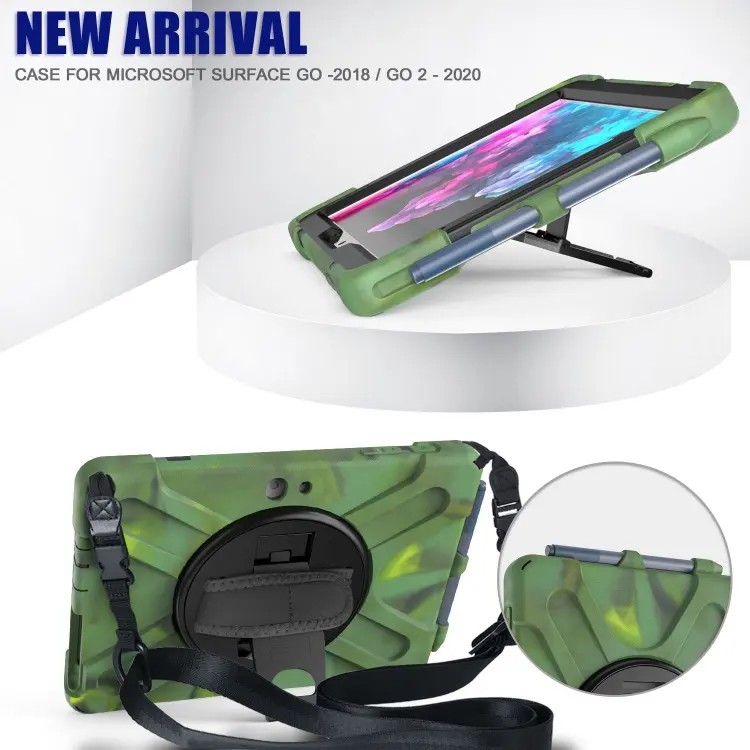 Heavy Duty Shockproof Tablet Cover Case For Microsoft Surface Go 2 3 Case With Hand Strap Shoulder Strap And Kickstand