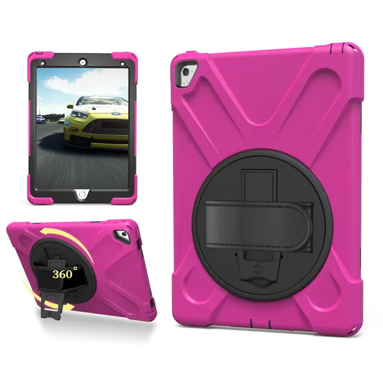 360 Degrees Rotating Kickstand Silicone Tablet Cover Case For Apple iPad pro 9.7 inch 2016 Case