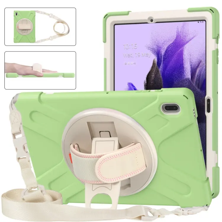Heavy Duty Silicone Tablet Cover Case For Samsung Galaxy Tab S7 FE Case With Rotating Kickstand