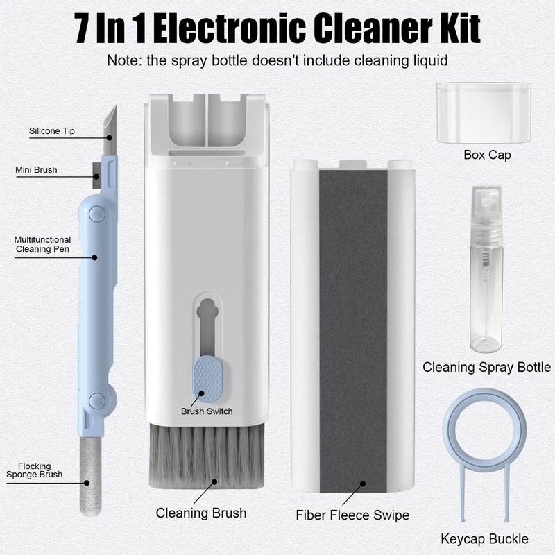 Bdesktop 7 in 1 Cleaner Kit, Keyboard Cleaner Kit with Brush, 3 in 1 Cleaning Pen for Airpods Pro, Multifunctional Cleaning Kit for Earphone, Keyboard, Laptop, Phone, PC Monitor