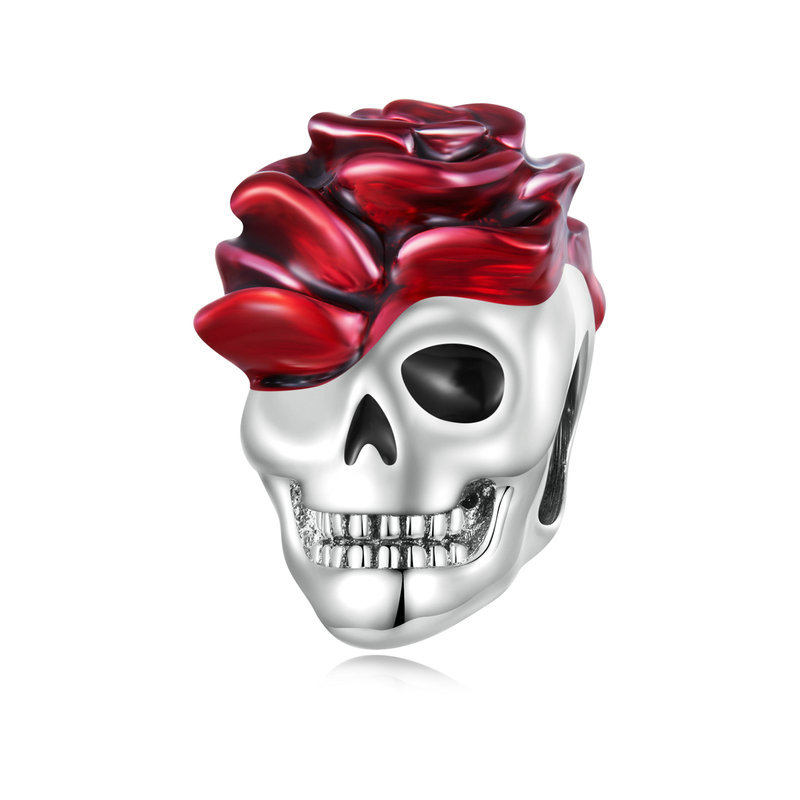 Rose Skull Bead Charm-isyoujewelry