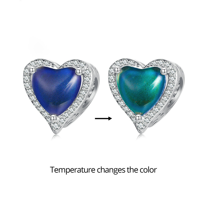 Heart-shaped Bead Temperature Changes Color Charm-isyoujewelry