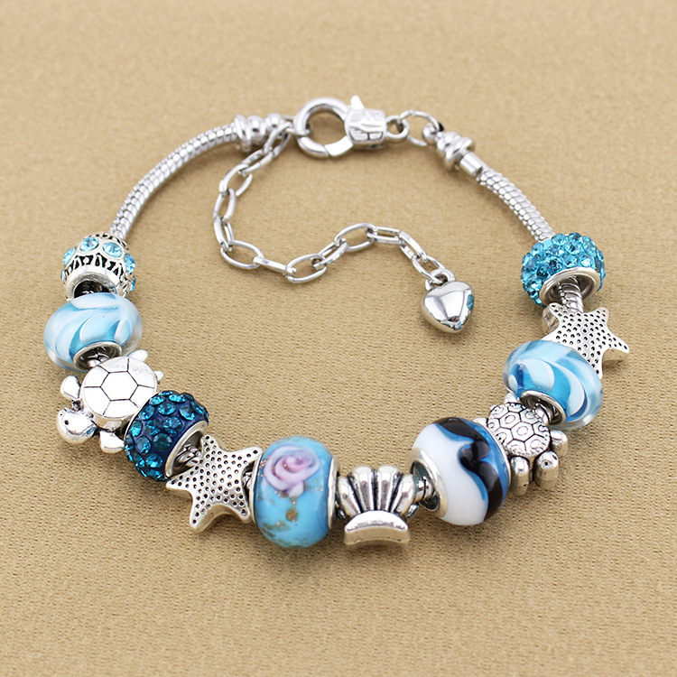 Blue Glass Bracelet Charm set Ocean World -isyoujewelry