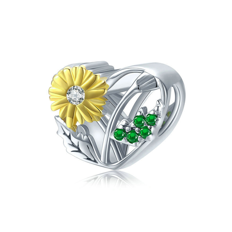 Sunflower Heart-Shaped Bead Charm-isyoujewelry