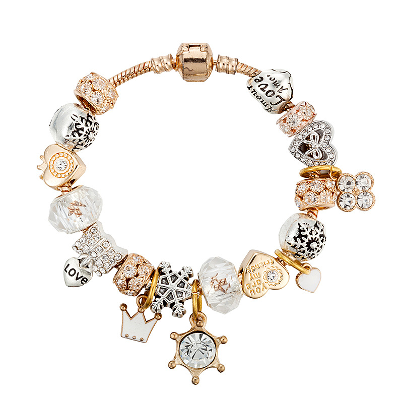 Golden Crown & Heart Bracelet Charm set -isyoujewelry