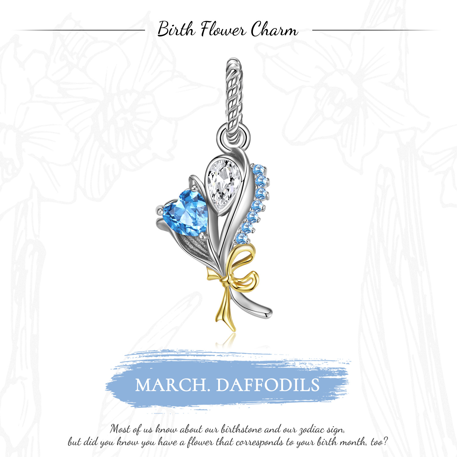 Mar.Daffodils Pendant Birthday Flower Charm -isyoujewelry