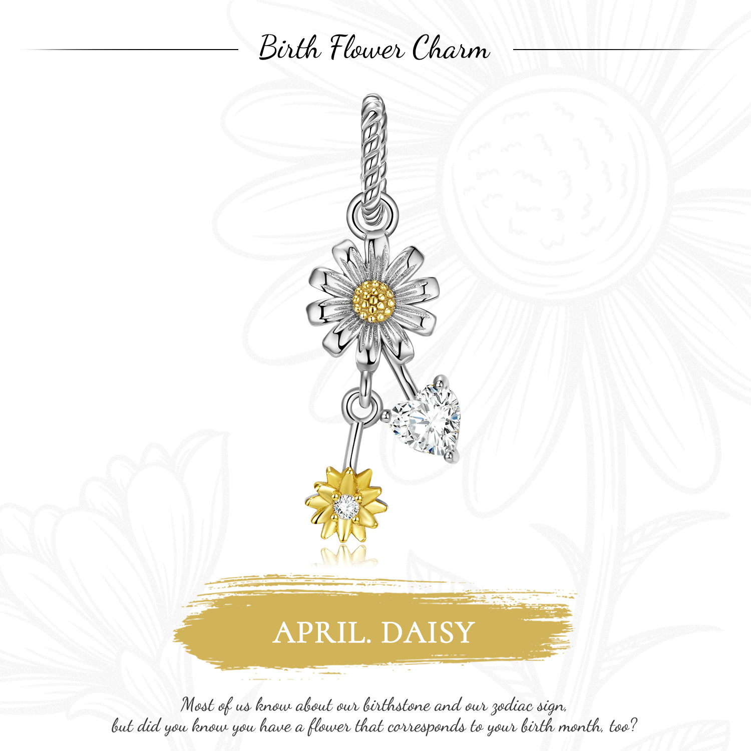 Apr.Daisy Pendant Birthday Flower Charm -isyoujewelry