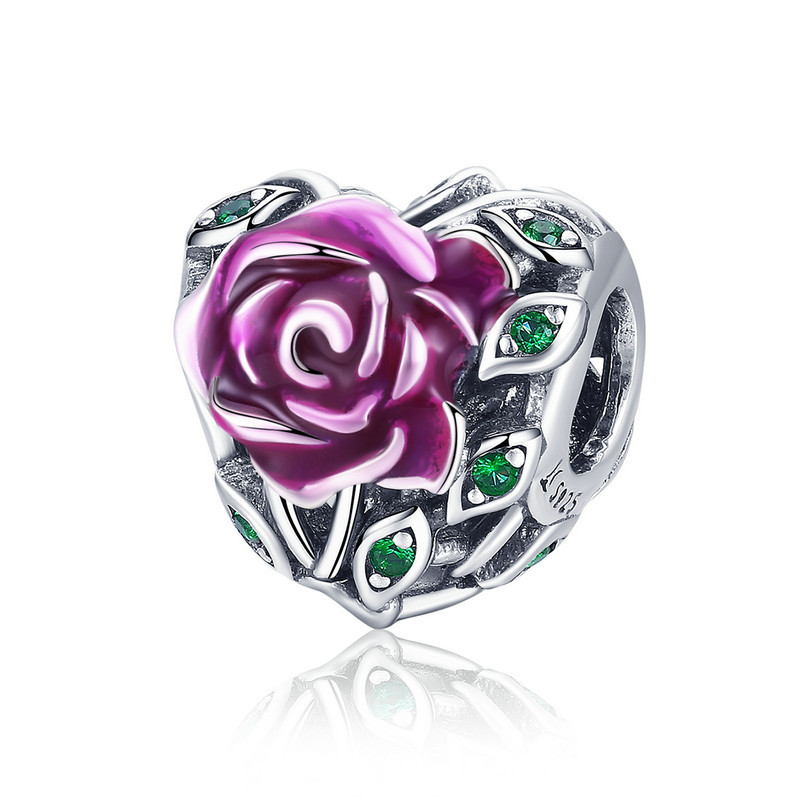 Purple Rose Bead Charm-isyoujewelry