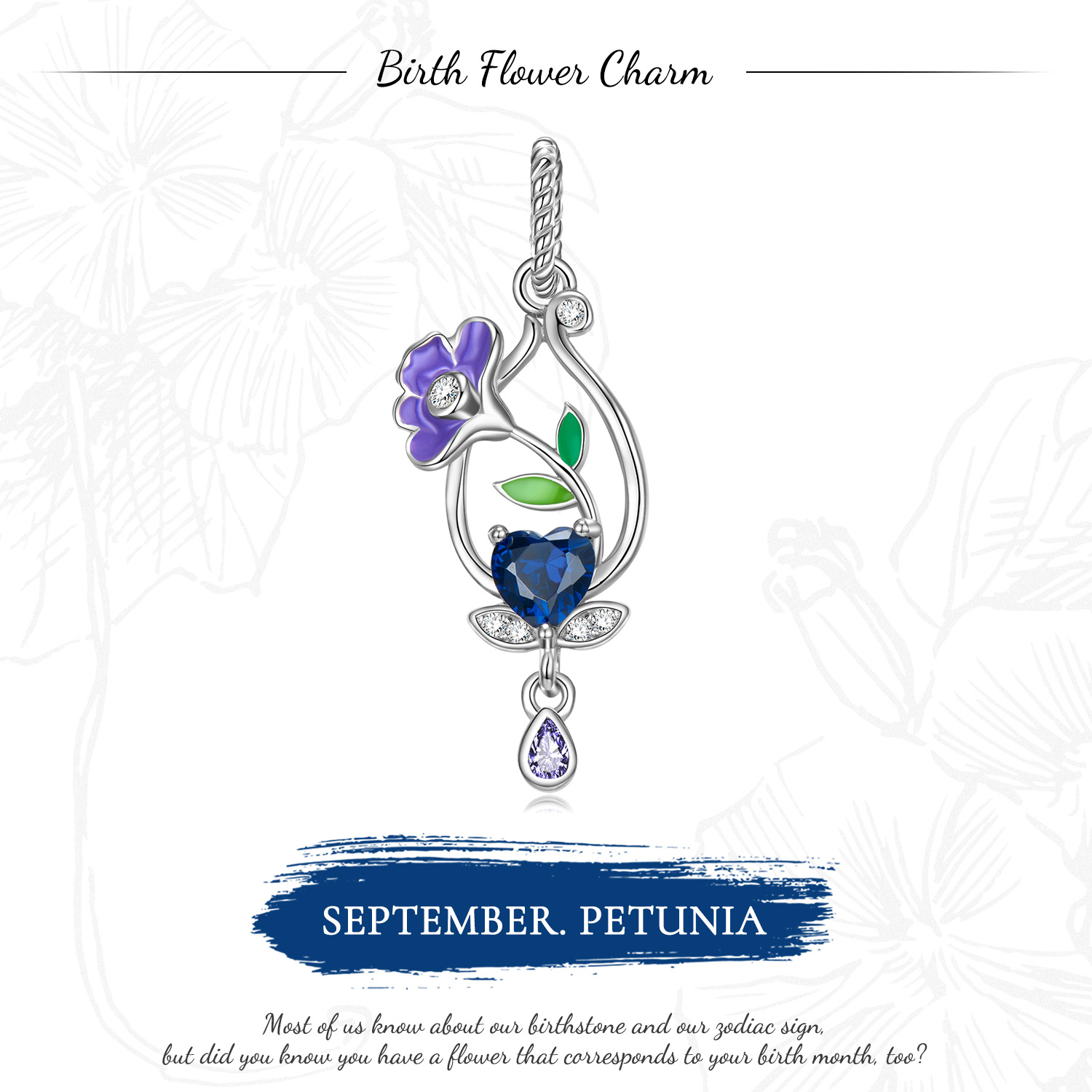 Sep.Petunia Pendant Birthday Flower Charm -isyoujewelry