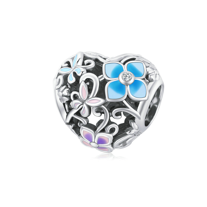 Blue flowers Bead Charm-isyoujewelry