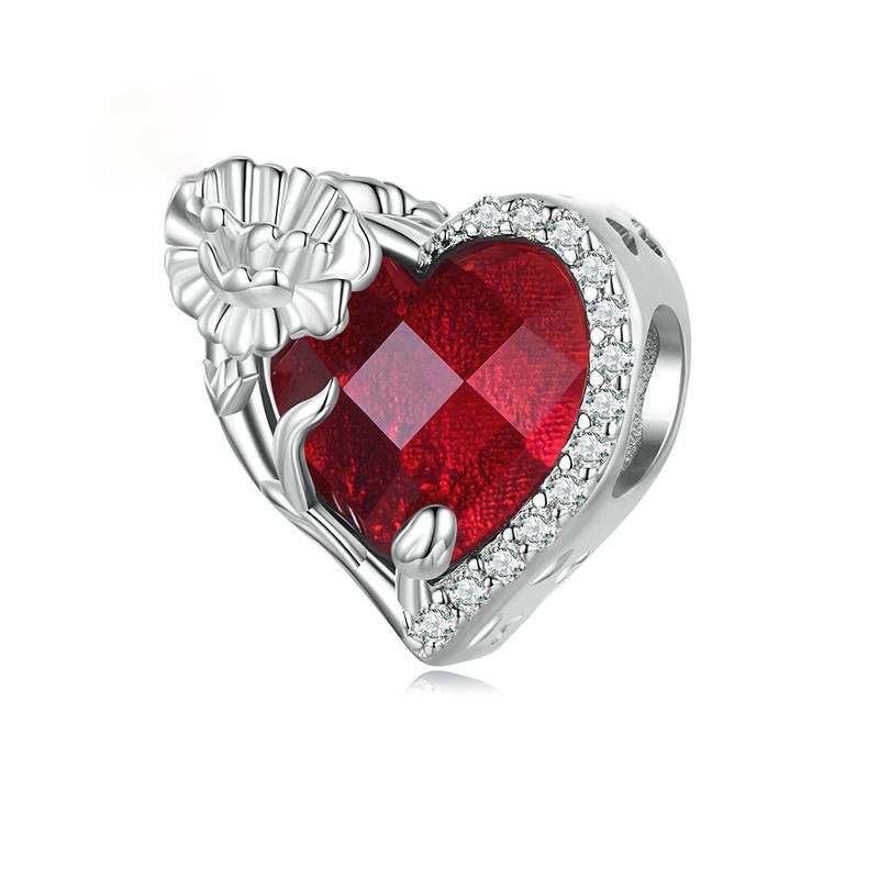 Heart Shape Bead Charms Colorful Birthstone-isyoujewelry