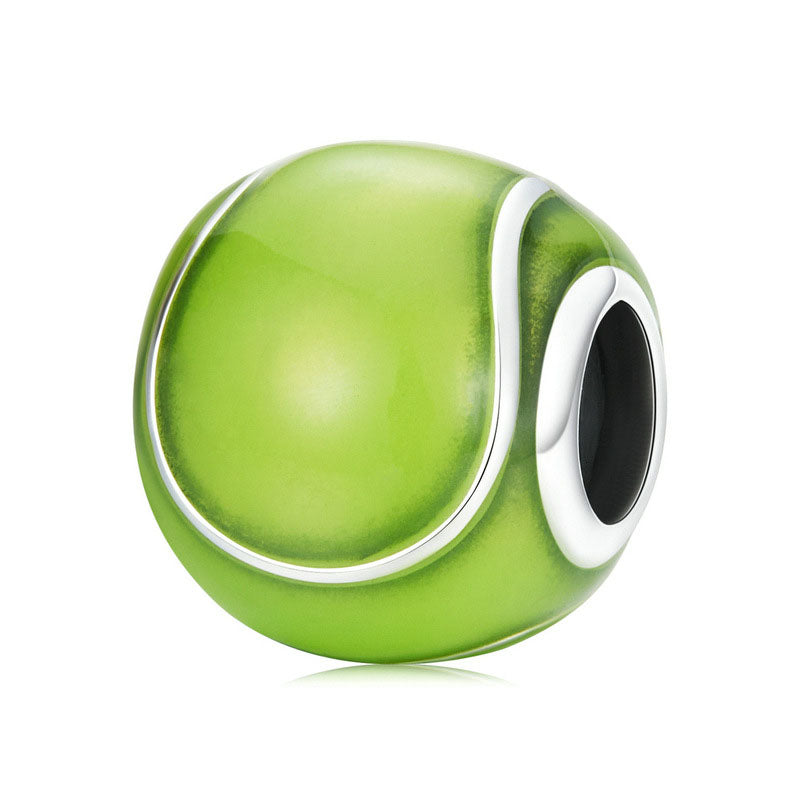 Tennis Ball Design Bead Sterling Silver Charm -isyoujewelry