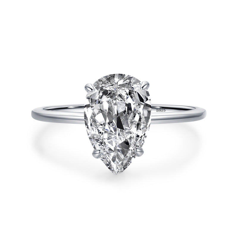 3ct Pear Shape Ring Solitaire Zirconia Sterling Silver IsyouJewelry