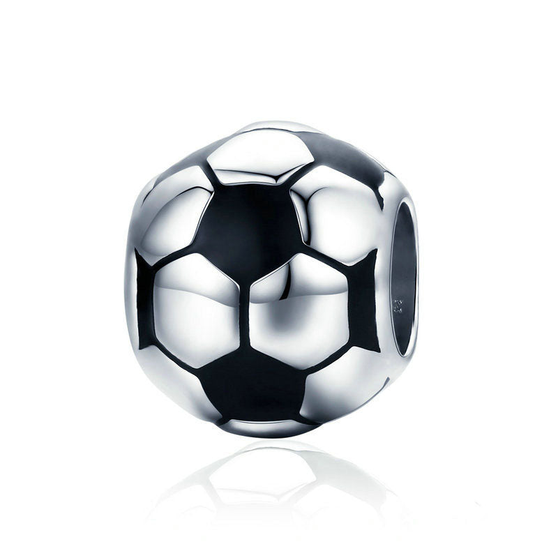 Football Design Bead Sterling Silver Charm -isyoujewelry