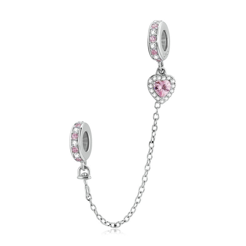 Pink Heart Safety Chain Charm-isyoujewelry