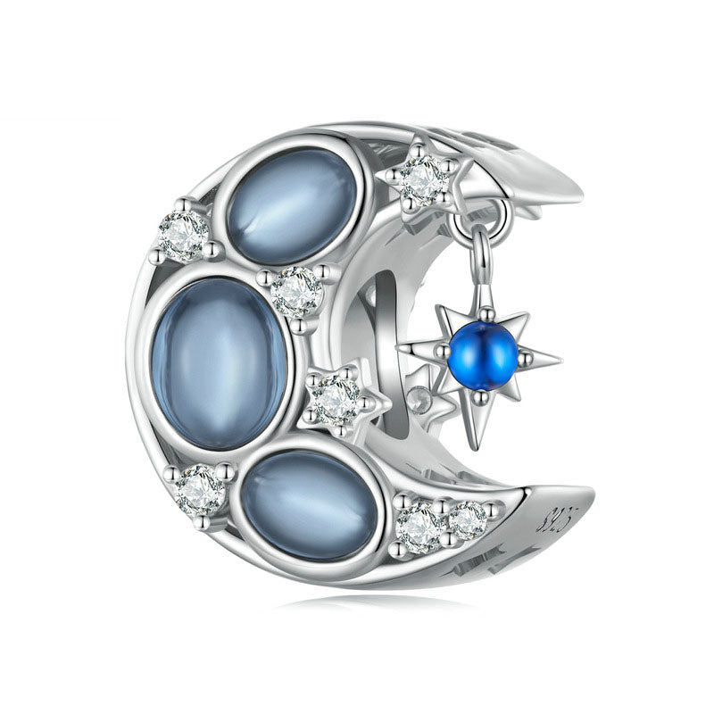 Blue Vintage Moon Bead Charm-isyoujewelry