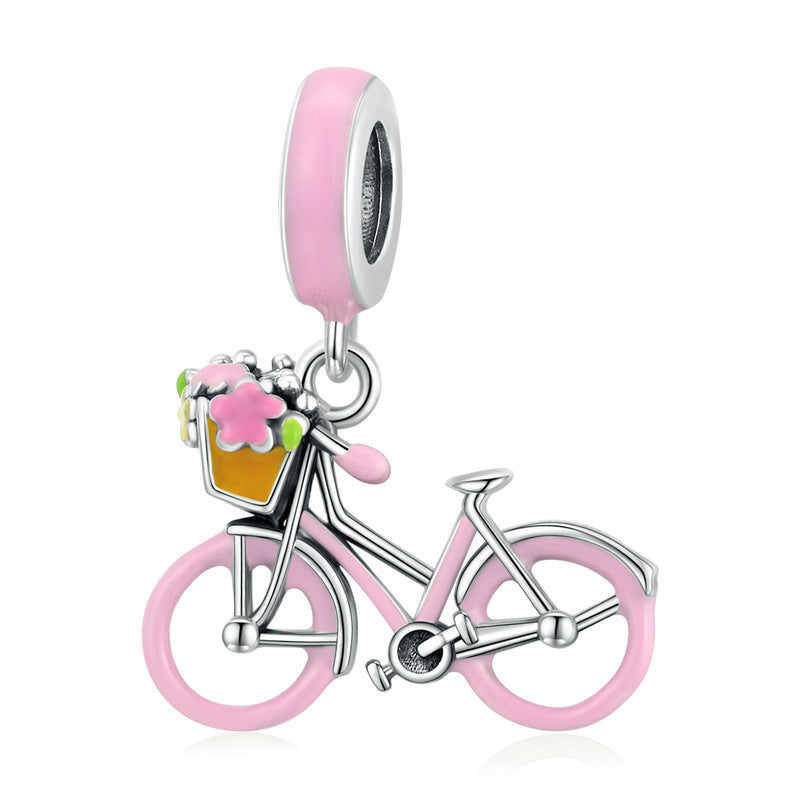 Pink Bicycle Pendant Charm-isyoujewelry