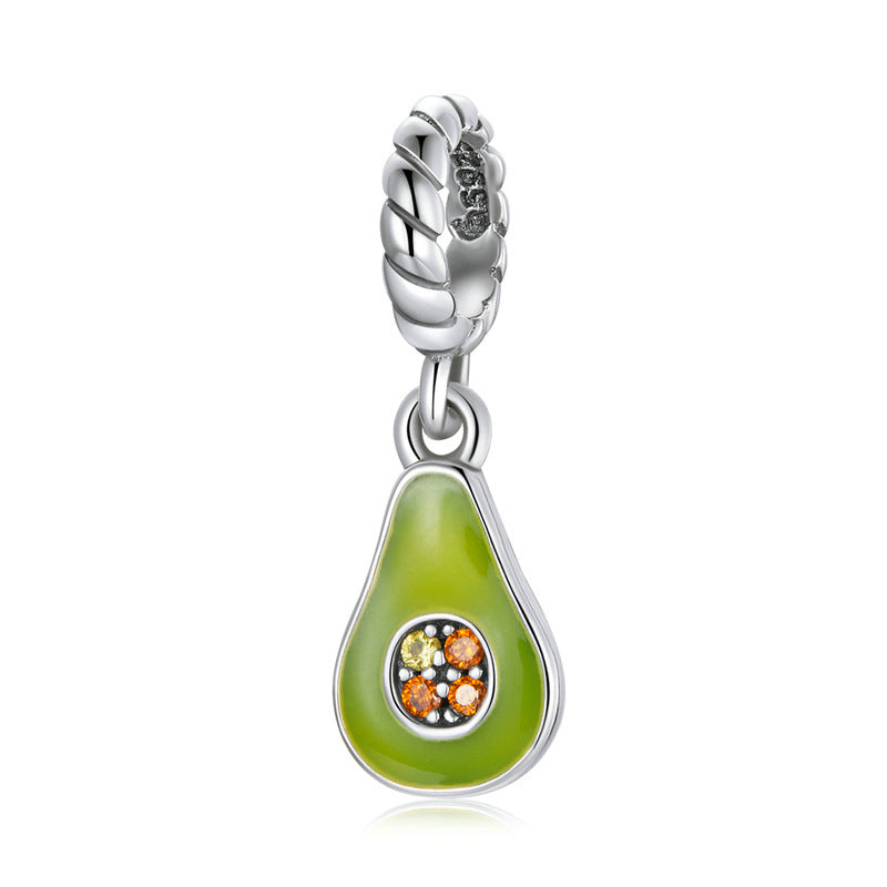 Avocado Pendant Zircon Sterling Silver Charm Foodie Style IsyouJewelry