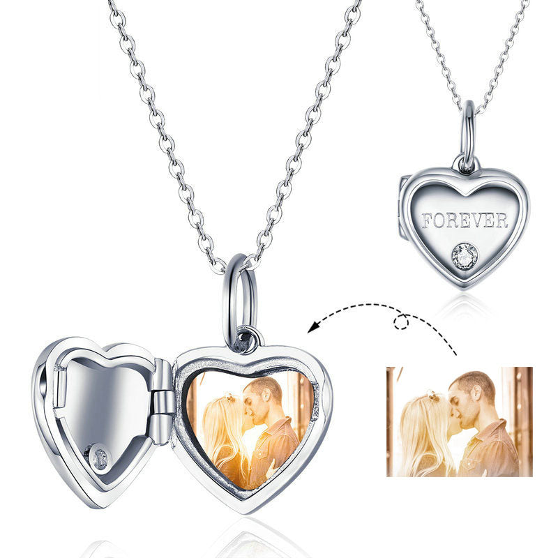 Engraving Photo Heart Pendant Charm-isyoujewelry