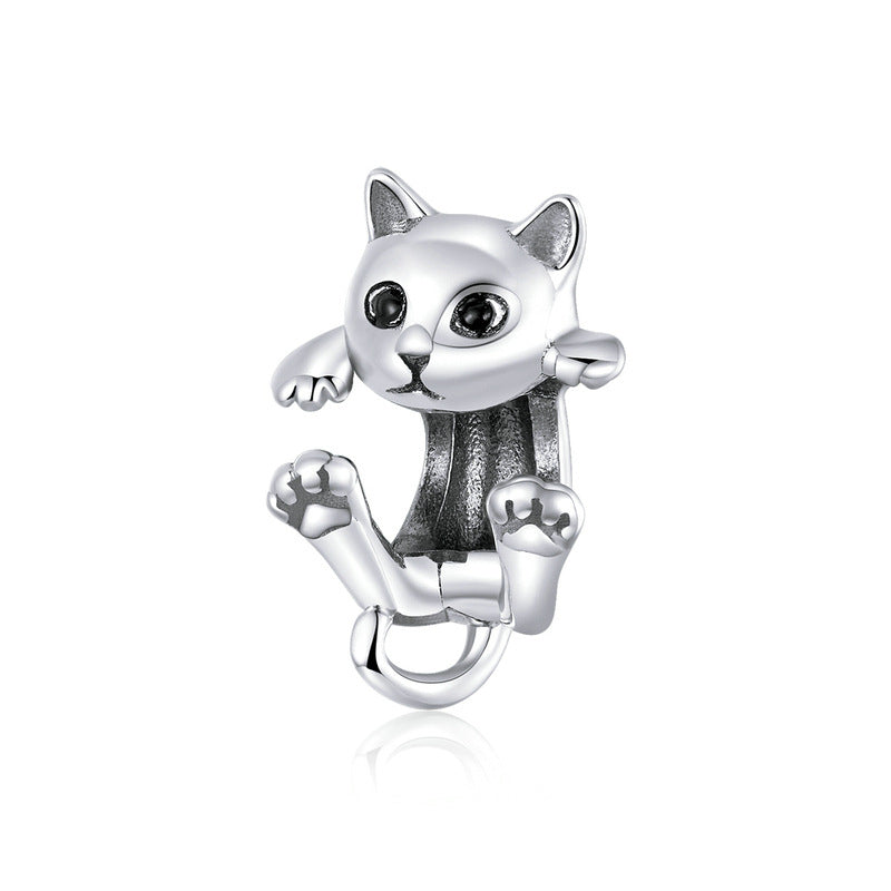 Hugging White Cat Bead Charm-isyoujewelry