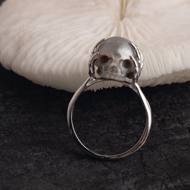 Pearl Skull Gothic Ring Handmade-isyoujewelry