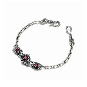 Thorn Rose Bracelet Red Zircon Sterling Silver Vintage Gift Guide gothic art IsyouJewelry