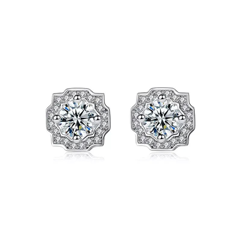1ct Moissanite Halo Stud Earrings in Sterling Silver Spring New Series IsyouJewelry