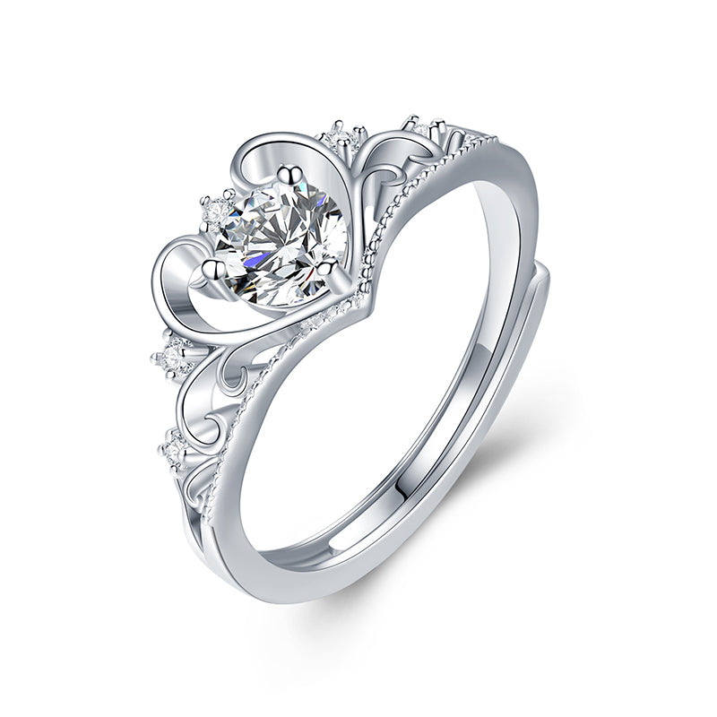 Heart Crown Ring Moissanite Sterling Silver IsyouJewelry