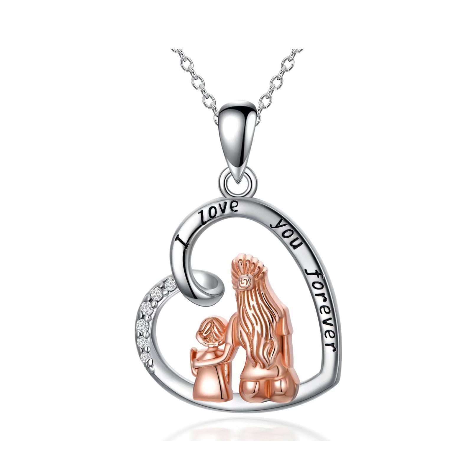 Mom & Daughter Necklace Sterling Silver Mother's Day Gift IsyouJewelry