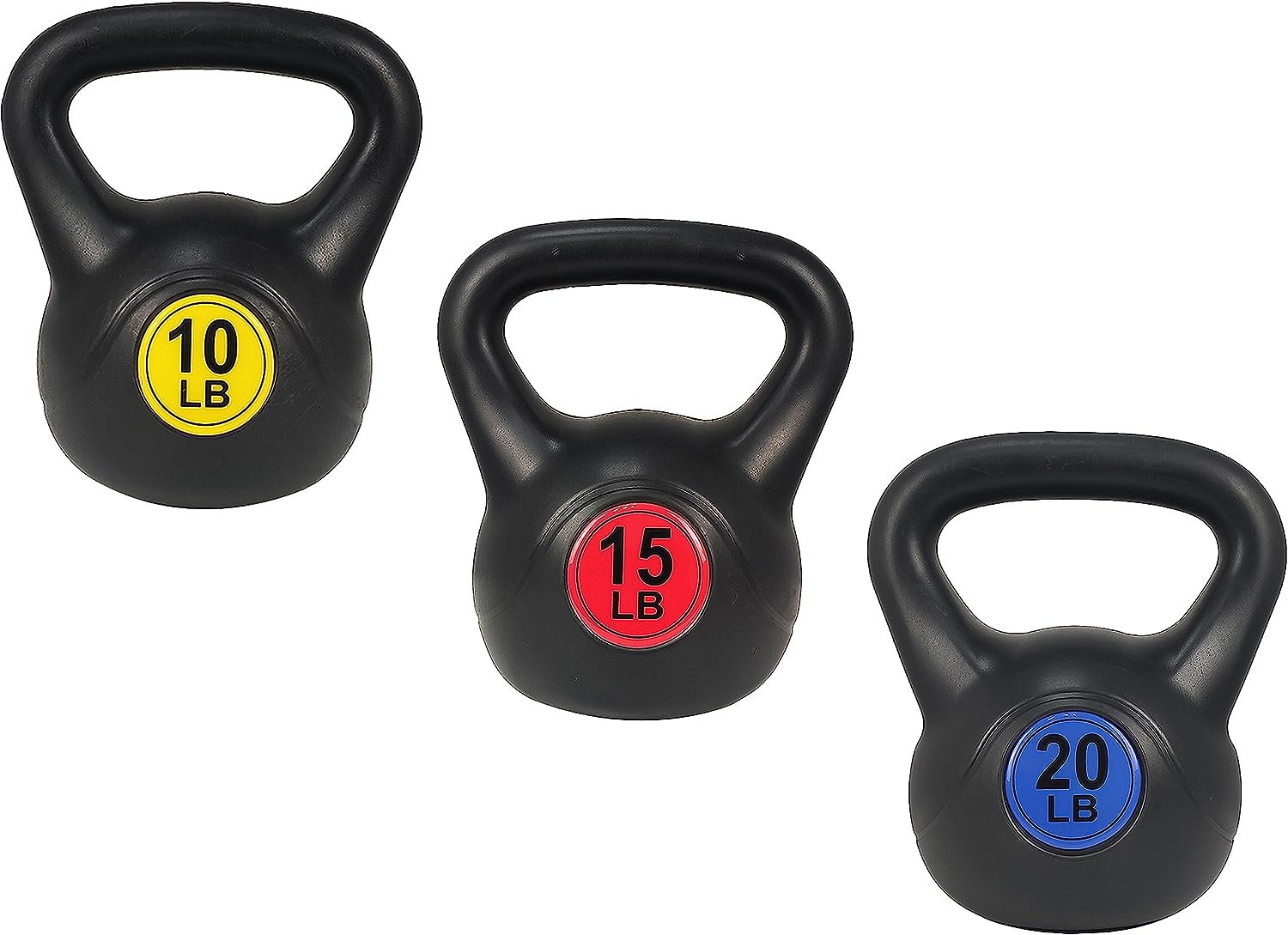 Wide Grip Kettlebell Exercise Fitness Weight Set, Set of 3 or Set of 4 Kettlebells