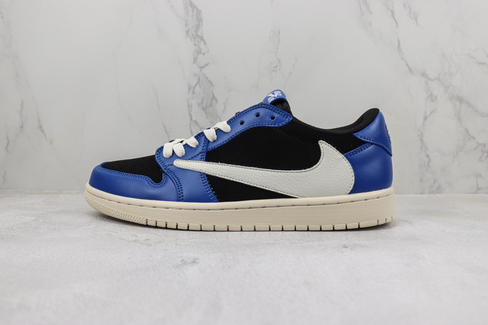 AJ1 Low Top Black Blue White Hook Tripartite Joint Barb Item No.: DM7866 225 Fragment x Travis Scott x Air Jordan 1 Low Basketball Shoes